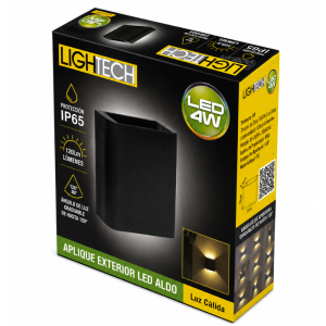 APLIQUE ALDO 4W NEGRO LIGHTECH LUZ CALIDA