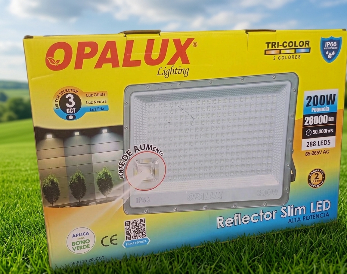 REFLECTOR OPALUX TRICOLOR DE 200W Y 28000LM
